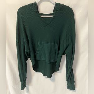 OFFLINE by Aerie Oversized Green Waffle Knit Sweatshirt